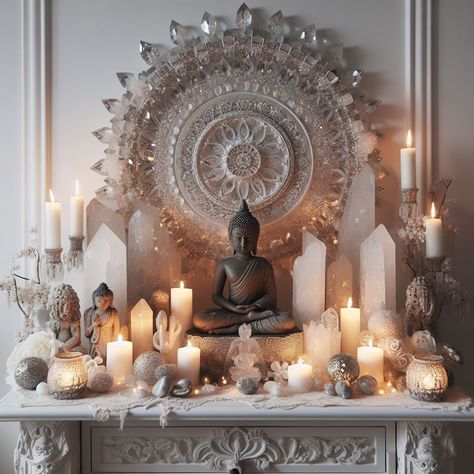 Alter Ideas Spiritual, Buddha Altar, Cacao Ceremony, Yoga Studio Design, Crystal Room, Metaphysical Store, Healing Room, Meditation Corner, Sacred Circle