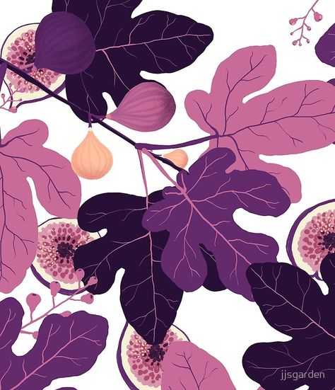 Fig Branch, Fig Drawing, Wallpaper Project, Pattern Design Inspiration, Fig Leaves, Trendy Tree, Tree Drawing, Fig Tree, Diy Arts And Crafts