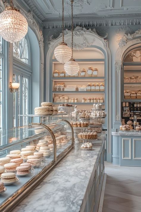 Paris Bakery Interior, English Bakery Interior, Pastel Bakery Interior, French Bakery Exterior, Bakery Shop Design Vintage, Bakery Shop Design Modern, Pastry Interior Design, Aesthetic Bakery Interior, Confectionery Shop Design