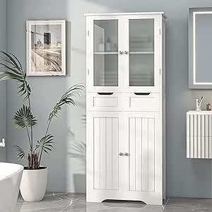 Bathroom Storage Ideas Cabinet, Bathroom Storage Cabinet Freestanding, Cabinet Minimalist, Multifunctional Cabinet, Freestanding Linen Cabinet, Bathroom Pantry, Store Towels, Tall Bathroom Storage Cabinet, Tall Bathroom Storage