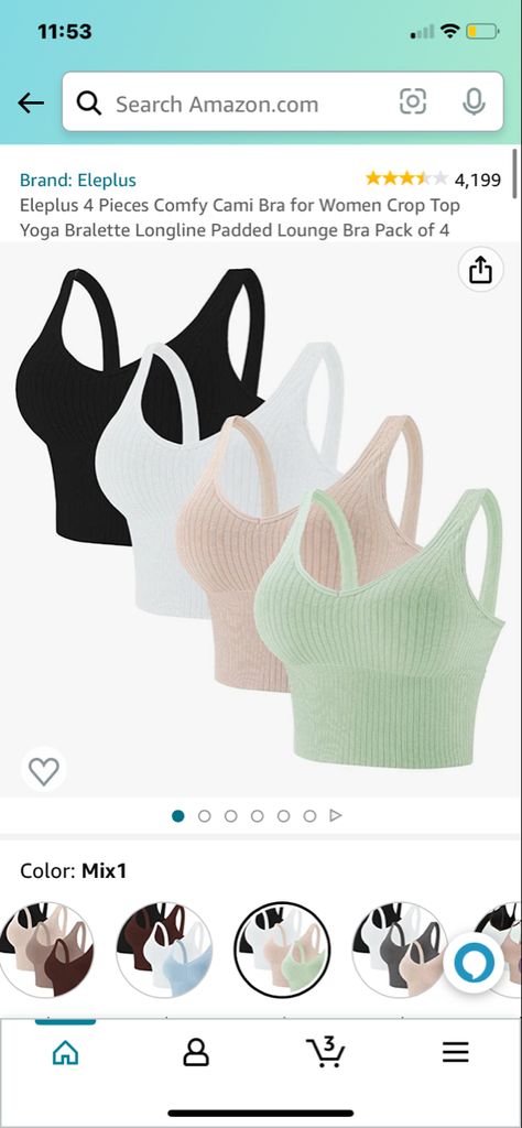 Amazon Crop Tops, Amazon Clothes For Women, Amazon Finds Clothes, Amazon Must Haves Clothes, Amazon Clothing Finds, Bra Pack, Amazon Outfits, Amazon Tops, Women Crop Top