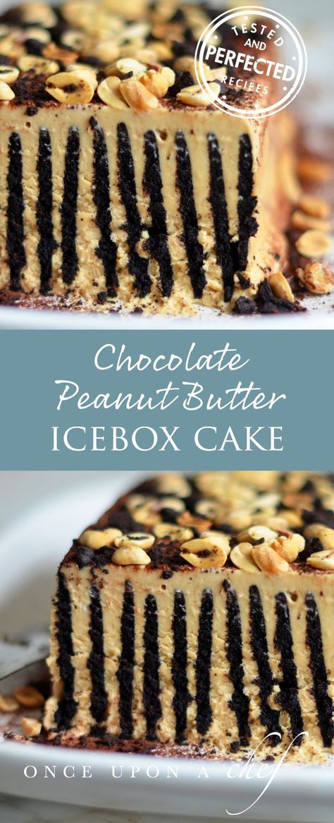 Chocolate Peanut Butter Icebox Cake Peanut Mousse, Peanut Butter Icebox Cake, Ice Box Cake, Butter Desserts, Icebox Cake Recipes, Once Upon A Chef, Meringue Pie Recipes, Desserts Cake, Chocolate And Peanut Butter