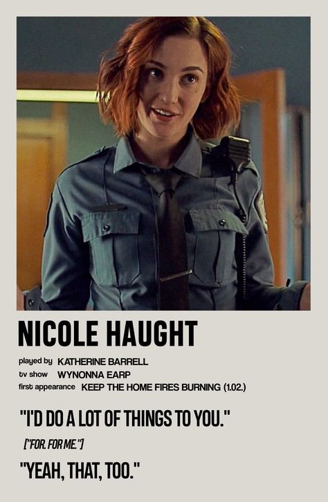 Nicole Haught, Minimalist Polaroid Poster, Kat Barrell, Katherine Barrell, Waverly And Nicole, Wynonna Earp, Polaroid Poster, Beautiful People, Tv Shows