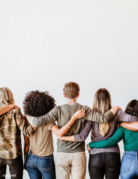 Rearview of diverse people hugging each other | premium image by rawpixel.com / McKinsey #picture #photography #inspiration #photo #art Galactik Football, People Holding Hands, People Hugging, Friends Hugging, Blank Poster, Diverse People, Team Success, Hands In The Air, Inspiration Photo