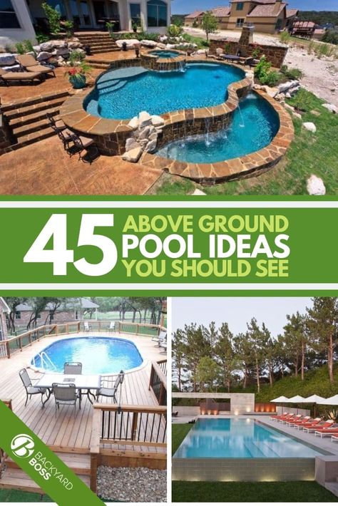 Round Above Ground Pool, Pool Design Ideas, Pool Deck Plans, Best Above Ground Pool, Swimming Pool Decks, Sloped Yard, Above Ground Pools, Above Ground Pool Ideas, Ground Pool Ideas