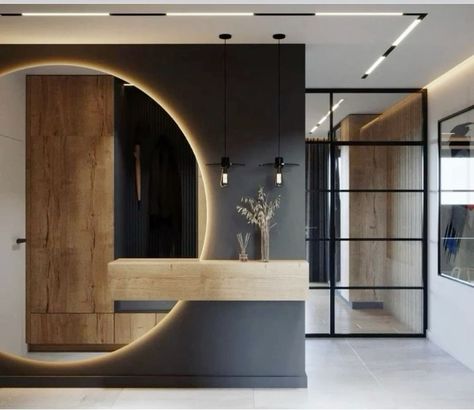 Entry Room Design, Hall D’entree, Design Ložnic, Mirror Decor Living Room, Stone Wall Design, Japanese Style House, Home Hall Design, Hallway Design, Glass Doors Interior