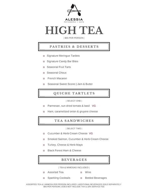 High Tea - Tea Menu Design, High Tea Menu Ideas, High Tea Menu Design, Tealive Menu, Afternoon Tea Menu Design, High Tea Menu, Black Forest Ham, Menu Tealive Malaysia, Sparkling Cocktail