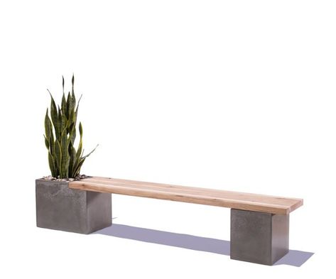 Tao concrete/wood planter bench by Tempe, Arizona-based Tao Concrete. $1,300 at their  Etsy shop. via gardenista Planter Bench, Concrete Patios, Concrete Bench, Wood Planter, Concrete Furniture, Front Patio, Concrete Wood, Outdoor Stools, Wood Planters