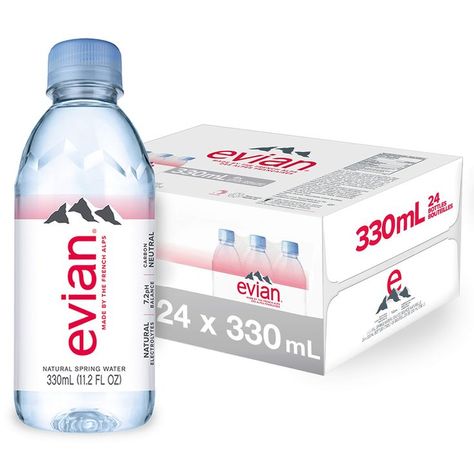 evian Natural Spring Water 330 mL/11.2 Fl Oz (Pack of 24) Mini-Bottles, Naturally Filtered Spring Water Small Water Bottles Evian Water, Packaging Box Design, Natural Electrolytes, Natural Hydration, Natural Spring Water, Small Water Bottle, Natural Spring, Hydrating Drinks, Spring Kids