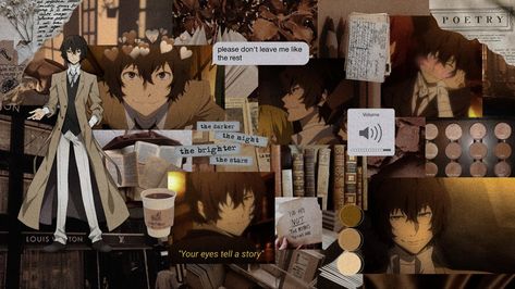 Bsd Desktop Background, Dazai Osamu Wallpaper Laptop, Dazai Wallpaper Desktop, Wallpapers Aesthetic Brown, Dazai Wallpapers, Bungo Stray Dogs Wallpaper, Dazai Aesthetic, Wallpaper Reference, Anime Land