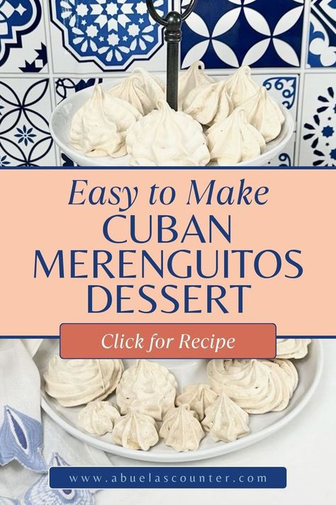 Discover the sweet and crispy delight of Cuban Merenguitos with our traditional meringue cookies dessert recipe. These airy, melt-in-your-mouth treats are a beloved Cuban classic, perfect for enjoying with a cup of coffee or as a light, sweet snack. Made with just a few simple ingredients, these meringue cookies are easy to whip up and bring a touch of nostalgia to any occasion. Whether you're new to Cuban baking or reliving childhood memories, these merenguitos are sure to impress. Cuban Cookies, Meringue Cookies Recipe, Cuban Desserts, Dessert Birthday, Traditional Holiday Recipes, Meringue Cookie Recipe, Cuban Food, Dinner Night, Meringue Cookies