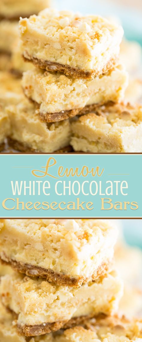 White Chocolate Lemon Cheesecake Bars | eviltwin.kitchen White Chocolate Cheesecake Bars, Lemon White Chocolate, White Chocolate Desserts, Chocolate Lemon, Lemon Cheesecake Bars, Sweets Bar, Cake Lemon, White Chocolate Cheesecake, Chocolate Squares