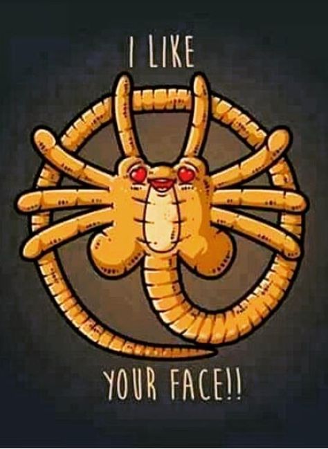 Face hugger valentine alien I like your face I Like Your Face, Chibi Horror, Lego Spiderman, Horror Collection, Patch Ideas, Inspiration Tattoos, Aliens Movie, Funny Horror, Alien Vs Predator