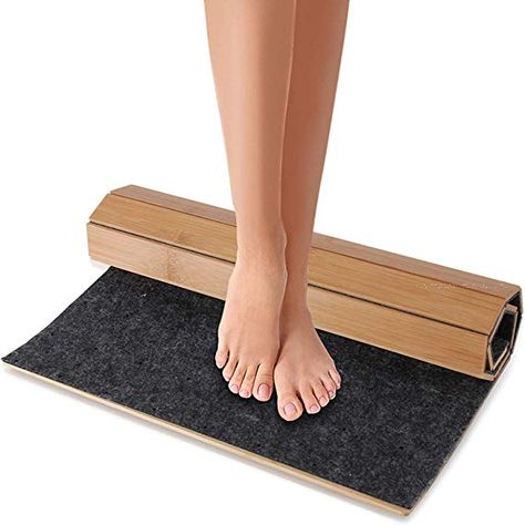 Amazon.com: Bamboo Bath Mat Floor Rug - Waterproof and Weather Resistant Natural Wood Bathroom Shower Foot Carpet with Multi-Panel Strip Foldable Roll Up Non Slip Fabric for Indoor Use - SereneLife SLFBMT20 Natural Wood Bathroom, Bamboo Bath Mat, Bathroom Shower Mat, Bamboo Bath Mats, Gym Showers, Outdoor Spa, Bathroom Floor Mat, Bamboo Flooring, Hot Tub Outdoor