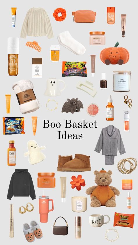 #boobasket #halloween Boo Basket Ideas For Girlfriend, Boo Basket Ideas For Best Friend, Boo Basket Ideas, Halloween Sleepover, Fall Gift Baskets, Making A Gift Basket, Girly Christmas Gifts, Halloween Gift Baskets, Best Gift Baskets