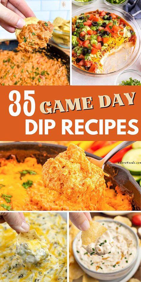 Best Game Day Dip Recipes. The best delicious dips, perfect for tailgating at the stadium or serving at your next Super Bowl party! #dips #appetizers #gameday #recipes #dipswithtortillachips #dipswithcreamcheese #warmdiprecipes #footballdipsrecipes Super Bowl Snack Ideas Appetizers, Quick Easy Superbowl Snacks, Dip For Game Day, Game Day Appetizers Dips, Best Game Day Dips Football Parties, Game Day Dip Recipes, Best Game Day Dips, Dips For Game Day, Best Game Day Appetizers