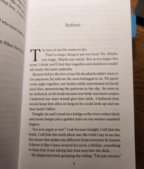 "The love of my life wants to die." That first line is what drew me in. I felt the sadness and helplessness when I read that line. First Lines In Books, First Lines Of Books Ideas, First Lines Of Books, Lines In Books, Village Drawing, Books Ideas, Line Love, One Life, Fell In Love