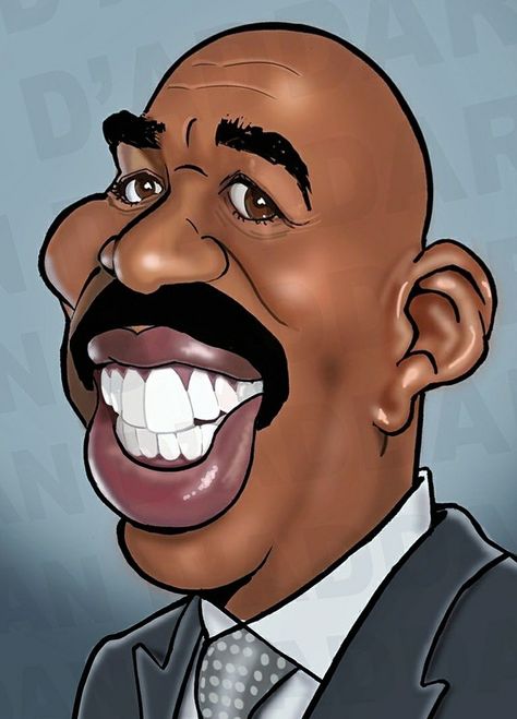 Steve Harvey* Celebrity Cartoon, Funny Caricatures Drawing, Caricature Drawing Sketches, Caricature Sketch Faces, Caricatures Of Famous People, Caricature Drawing Celebrities, Live Caricature Drawing, Dictator Caricature, رسم كاريكاتير