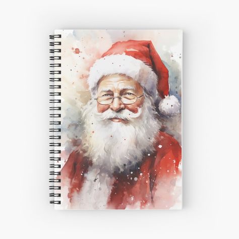 Watercolor Painting Christmas, Santa Claus Portrait, Research Art, Illustration Journal, Paint With Me, New Year Illustration, Print Journal, Portrait Watercolor, Painting Christmas