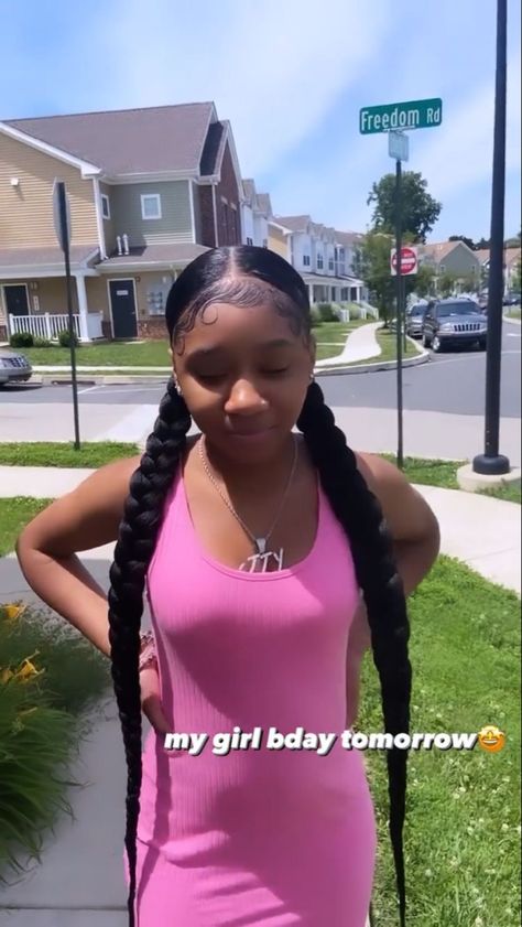 2 Low Braids, 13th Birthday Hairstyles, 2 Braided Ponytail For Black Women, Two Low Braided Ponytails, Low Braided Ponytail For Black Women, 2 Ponytail Hairstyles For Black Women, Black Girls Hairstyles Weave, Cute Ponytail Hairstyles, Two Braid Hairstyles