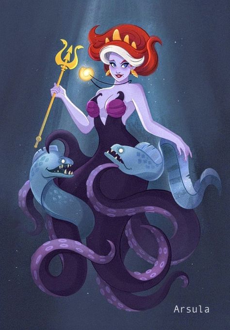 Sea Witch Art, Evil Disney Characters, Evil Disney Princesses, Humanized Disney, Evil Mermaids, Dark Universe, Disney Horror, Evil Disney, Disney Pixar Characters