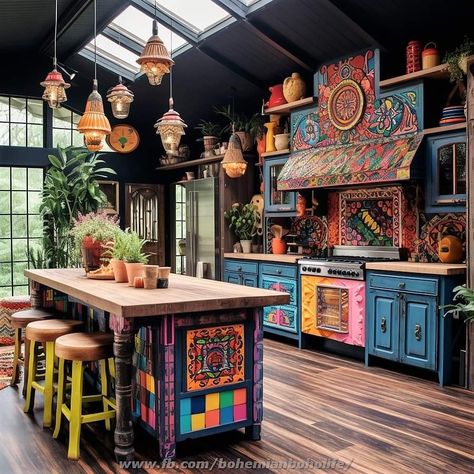 Hippie Kitchen, Small Crafts, Bohemian Kitchen, Colorful Kitchen, Design Remodel, Boho House, Boho Kitchen, Dream House Interior, Home Trends