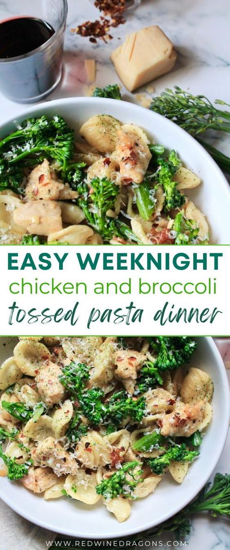 Short orecchiette pasta is tossed up in the pan with chicken, a little love from smoky diced bacon, and vibrant green baby broccolini for a simple and satisfying one pot weeknight pasta dinner. #broccolipasta #chickenpasta #pastadinner #easypastarecipes #broccolini Pasta With Broccolini, Orecchiette Pasta Recipes With Chicken, Chicken And Broccolini Recipes, Chicken Broccolini Recipe, Chicken And Broccolini, Chicken Broccolini, Chicken Broccoli Pasta Recipes, Orecchiette Pasta Recipes, Broccolini Pasta