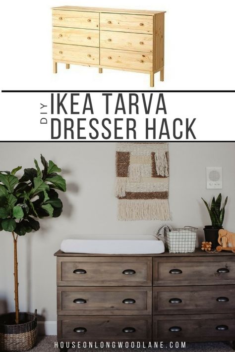 DIY IKEA Tarva Dresser Hack Ikea Tarva Dresser Hack, Tarva Dresser Hack, Diy Furniture Ikea, Tarva Dresser, Ikea Tarva Dresser, Ikea 2015, Ikea Tarva, Dresser Hack, Kura Bed