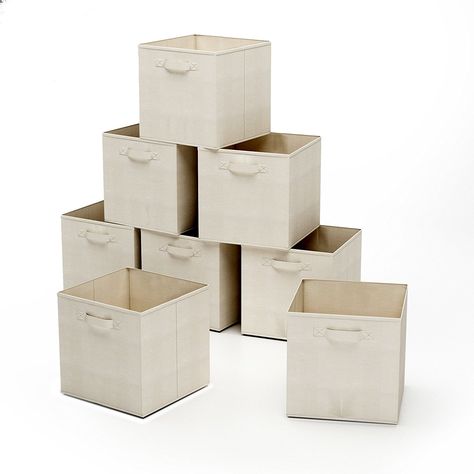 Amazon.com: Closet Organizer - Fabric Storage Basket Cubes Bins - 8 Beige Cubeicals Containers Drawers: Home & Kitchen Cube Organizer Bins, Fabric Storage Cubes, Cube Storage Bins, Storage Cubes, Fabric Storage Baskets, Collapsible Storage Bins, Fabric Storage Bins, Cube Organizer, Foldable Storage