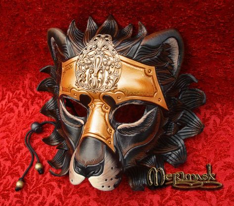 Fantasy Mask, Storybook Character Costumes, Carnival Of The Animals, Dark Circus, Steampunk Halloween, Lion Mask, Burning Man Costume, Theatre Masks, Black Lion