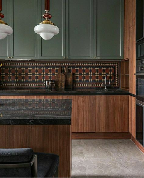 Green Cabinets, Kitchen Inspiration Design, Green Kitchen, Dream Home Design, 인테리어 디자인, Home Decor Kitchen, Interior Design Kitchen, Interior Design Inspiration, Dream Kitchen