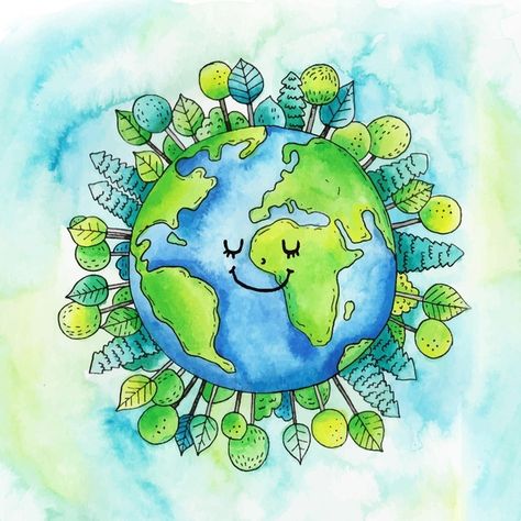 Watercolor mother earth day illustration | Free Vector #Freepik #freevector #watercolor #nature #earth #celebration Earth Day Illustration, Mother Earth Drawing, Earth Day Drawing, Mother Earth Art, Painted Earth, Earth Day Projects, Earth Drawings, Earth Illustration, World Earth Day