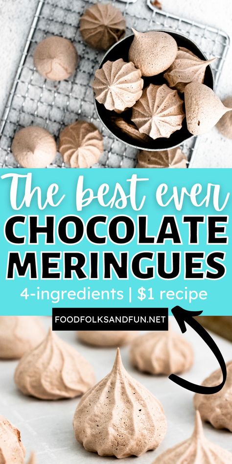 Chocolate Meringue Cookies Recipe, Merangue Recipe Cookies, Cookie Meringue, Easy Meringue Cookies, Meringue Cookies Recipe, Chocolate Meringue Cookies, Coffee Fudge, Easy Meringues, Meringue Cookie