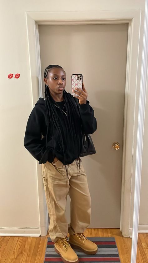 timberland outfit, cornrows, winter inspired outfit, black girk hairstyle Cornrow Outfits, Timberland Fits, Timbs Outfits Women, Timberland Outfits Women, Timbs Outfits, Black Cargo Pants Outfit, Timberland Boots Girls, Timberland Outfit, Timberland Boots Outfit