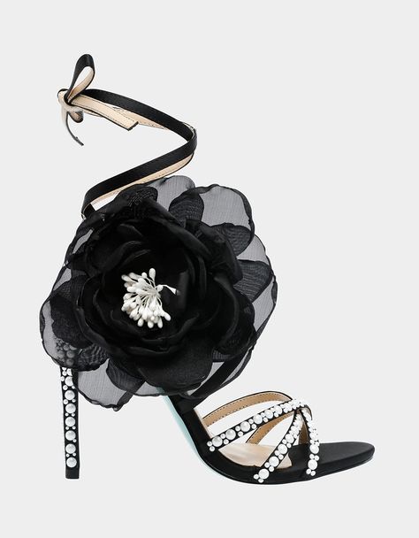 SB-LOKI BLACK - SHOES - Betsey Johnson Leng Shoes, Pink Shoes Heels, Rhinestone Handbags, Embellished Heels, Popular Handbags, Floral Heels, Shoe Shine, Rhinestone Shoes, Rhinestone Heels