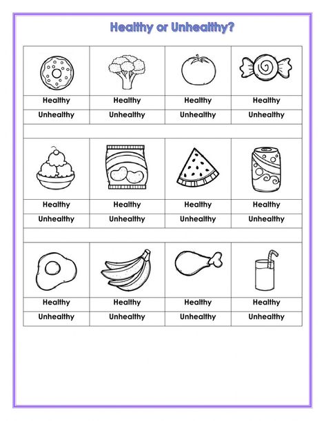 Healthy Choices Worksheet, Healthy And Unhealthy Food Activities, Healthy And Unhealthy Food Worksheet, Food Worksheet, Elementary Worksheets, Healthy And Unhealthy Food, Life Skills Lessons, Work Sheet, Food Activities