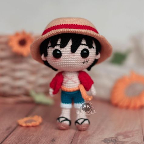 Crochet Anime Characters, Crochet Luffy, Crochet Giveaways, Luffy Hat, Luffy Straw Hat, Amigurumi Anime, Giveaways Ideas, Crochet Store, Crochet Monkey