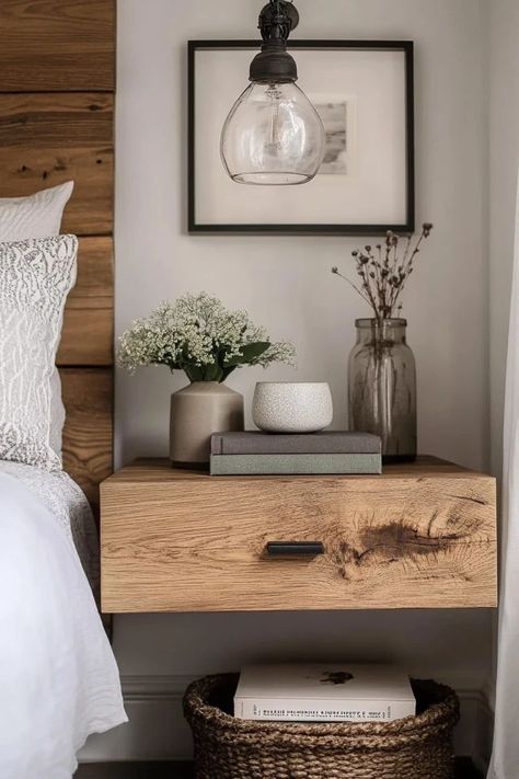 "Upgrade your bedroom with sleek DIY Floating Nightstands! 🛠️✨ #HomeDIY #FloatingFurniture #NightstandDIY" Diy Floating Nightstand, Floating Nightstand Diy, Floating Nightstand Ideas, Nightstand Diy, Nightstand Ideas, Floating Nightstands, Diy Nightstand, Furniture Makeover Diy, Bedroom Makeover