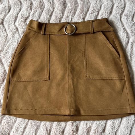 Bershka Light Brown Mini Skirt 

⭐️ Size M 
‼️ colour... - Depop Winter Mini Skirt In Brown, Light Brown Mini Skirt, Brown Lined Mini Skort, Brown Solid Color Mini Skirt, Vintage Brown Lined Mini Skirt, Brown Mini Skirt, Winter 2024, Light Brown, Mini Skirt