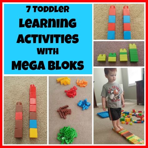 7 Toddler Learning Activities With Mega Bloks. No need to buy materials. 7 different learning experiences with a toy you already have around the house! Mega Blocks, Block Play, Teaching Toddlers, Mega Bloks, Tot School, Preschool At Home, Toddler Play, Kids Learning Activities, Toddler Learning Activities