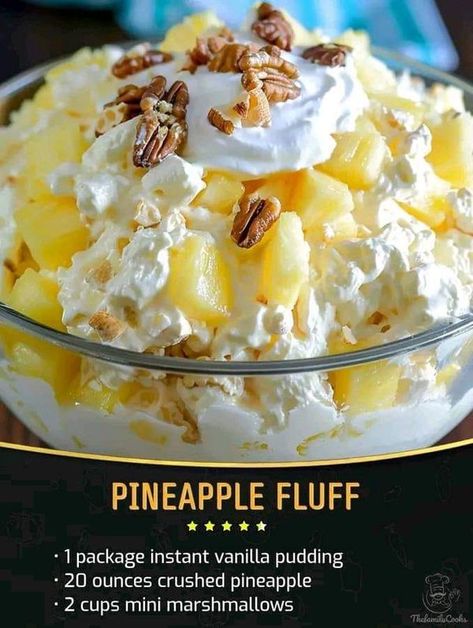 Pineapple Fluff Recipe, Recipes Pineapple, Pineapple Fluff, Gordon Ramsay Recipe, Pineapple Desserts, Fluff Recipe, Fluff Desserts, Fruit Salads, Fruit Salad Recipes