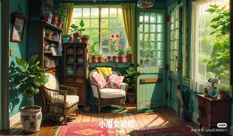 Anime Cottage, Gif Chill, Lofi Background, Wallpapers Animated, Cottage Wallpaper, Dream House Living Room, Cozy Library, Witch Room, Golden Coast