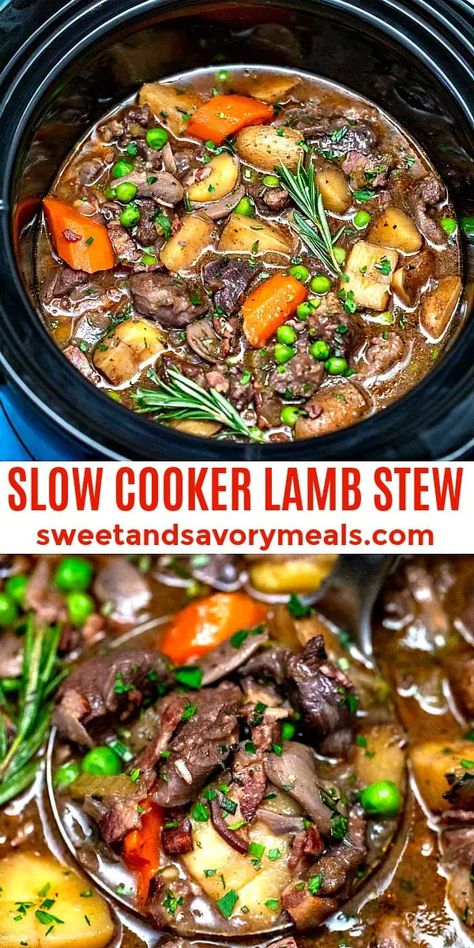 Lamb Stew (Irish) in a Slow Cooker Recipe [Video] - Sweet and Savory Meals Lamb Stock Uses, Slow Cooked Lamb Stew, Lamb In Crockpot Slow Cooker, Slow Cooker Lamb Stew, Lamb Stew Recipes Slow Cooker, Lamb Stew Meat Recipes, Lamb Stew Instant Pot, Lamb Stew Crockpot, Crohns Meals