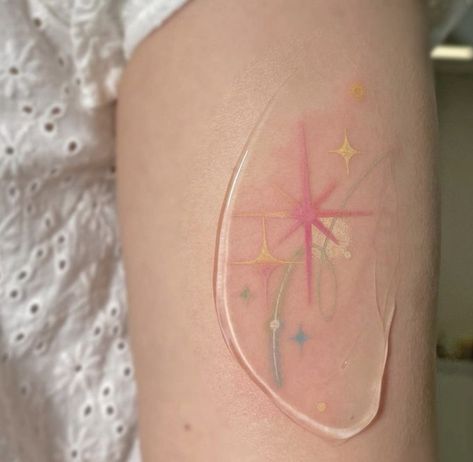 Pastel Star Tattoo, Holographic Tattoo, Small Star Tattoo, Pastel Tattoo, Wicked Tattoos, Clever Tattoos, Kawaii Tattoo, Stylist Tattoos, Getting A Tattoo