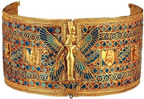 Golden bracelet, Pharaoh Tutankhamun. Starověký Egypt, Egypt Jewelry, Ancient Egyptian Jewelry, Ancient Jewellery, Egyptian Artifacts, Egypt Art, Tutankhamun, Egyptian History, Ancient Egyptian Art