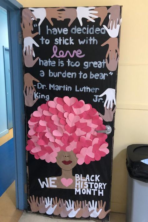 Michelle Obama Door Decoration, How To Decorate Doors Ideas, Bhm Crafts For Kids, Bultin Boards Ideas Classroom, Martin Luther King Door Decorations, Valentines Class Decorations, Mlk Jr Bulletin Board Ideas, Amanda Gorman Door Decoration, Mlk Door Decorations