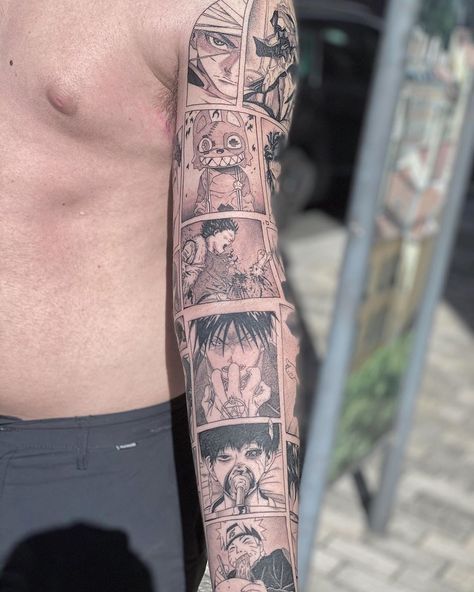 Anime Sleeve, Evangelion Tattoo, Herren Hand Tattoos, Mangas Tattoo, Z Tattoo, Single Needle Tattoo, Manga Tattoo, One Piece Tattoos, Clever Tattoos