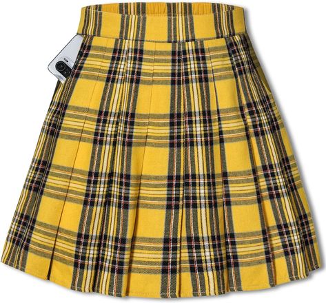 Amazon.com: SANGTREE Girls Women's Pleated Skirt, Elastic Waist Uniform Skirt Plus Size, 2 Years - US 4XL : Clothing, Shoes & Jewelry Yellow Tartan Skirt, Yellow Plaid Skirt, Black Plaid Skirt, Skort Style, School Uniform Skirts, Uniform Skirt, Womens Pleated Skirt, School Skirt, Tartan Skirt