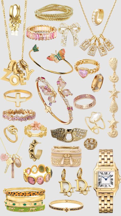 #goldjewelryinspo #jewelleryinspo #jewelery Charity Shop Finds, Cheerleading Gifts, Jewelry Essentials, Jewelry Lookbook, Stacked Jewelry, Cute Necklace, Hello Kitty Wallpaper, Girly Jewelry, Dream Jewelry