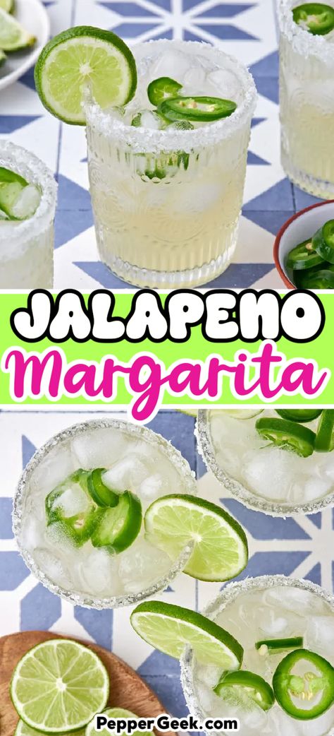 Margaritas are one of our favorite drinks to prepare in the summer months, especially when we have company over. We’ve made a lot of drinks over the years, and this is our favorite recipe for spicy jalapeño margaritas. Jalapeño Margarita Recipes, Jalepeno Margarita Recipe, Jalapeno Lemonade, Jalapeno Margarita Recipe, Pitcher Margarita Recipe, Spicy Margarita Recipe, Spicy Drinks, Low Carb Cocktails, Kids Foods